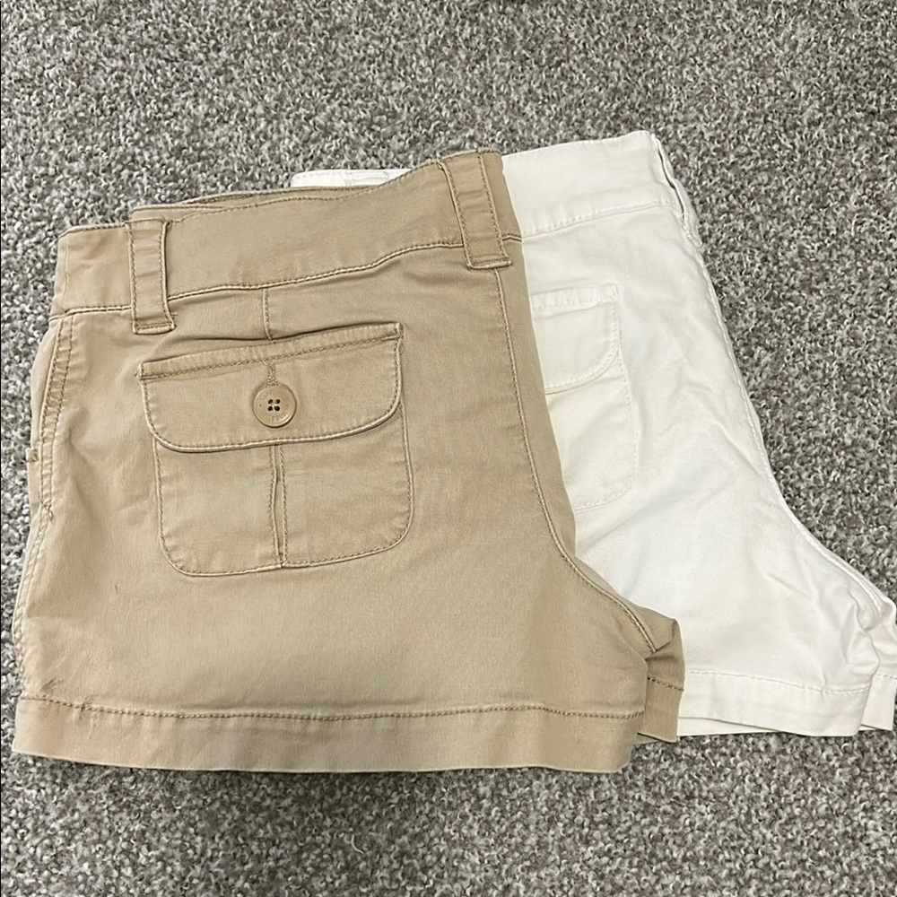 Mossimo Supply Co. Tan and White Jean Shorts